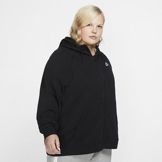 Hanorace Nike Sportswear Essential (Plus Size) Full-Zip Dama Negrii Albi | QNPO-12745